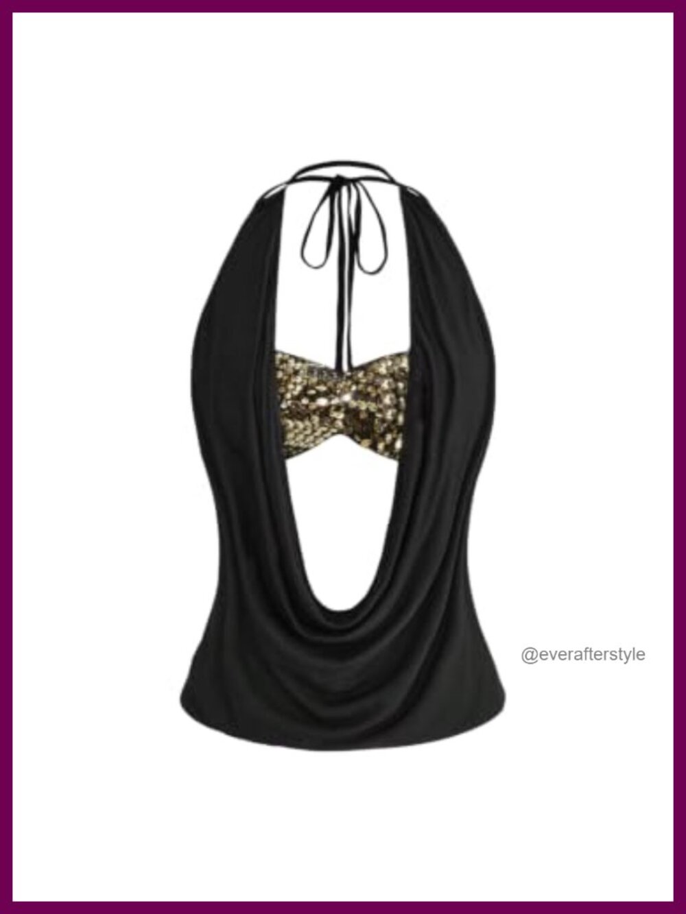 Sequin Sparkly Halter Top Y2K Draped Front Club Crop Top